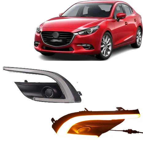 LED High-Brightness Daytime Running Light for Mazda 3 2017 Turn Signal Fog Lamp Modified Accessory Model B-Two-Color Light