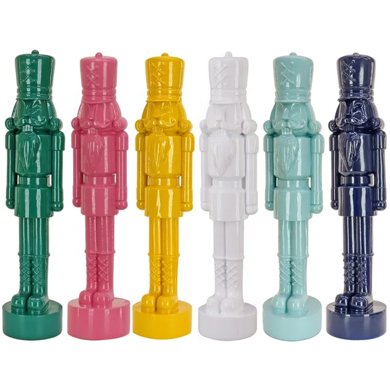 Adorno navideño personalizado de estilo clásico en resina para el hogar, arcoíris, figura de cascanueces en poliresina de color puro, MornsunGifts, mercado global