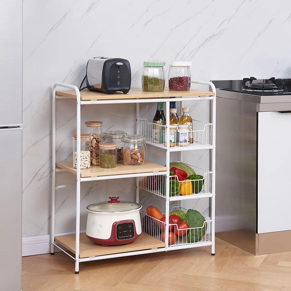 New Design Multifunctional Large Capacity Storage Rack for Kitchen With Wheels Kitchen Vegetable or Fruit Storage Rack