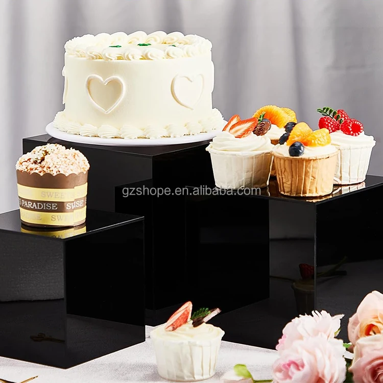 SHP Custom Nested Risers Stone Pattern Buffet Food Display Stand Acrylic for Party Christmas Jewelry Catering Hotel Restaurant