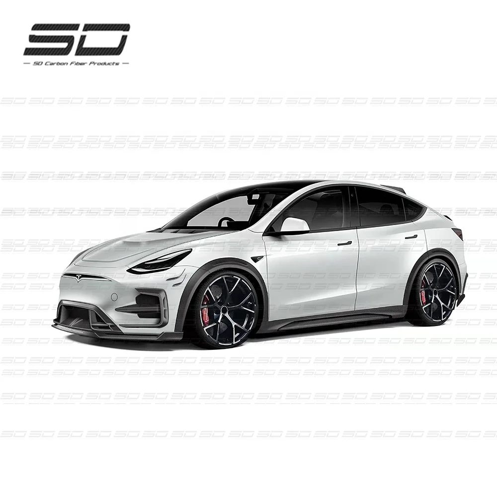 Real Carbon Fiber Body Kit / PP Car Bumper Side Skirts Rear Diffuser Lip For Tesla Model Y SD