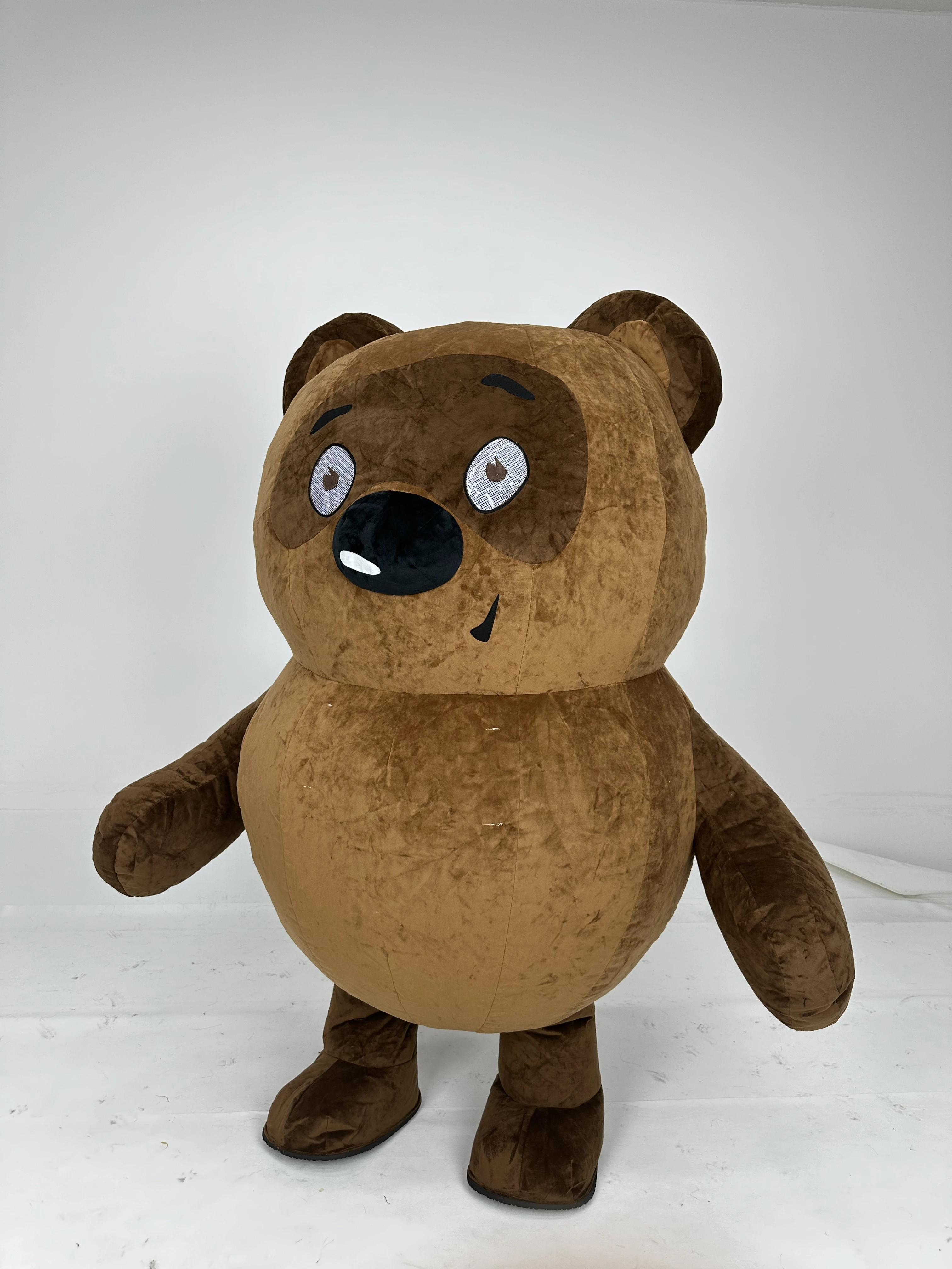 Inflatable Brown Bear Costume for Adults Cute Plush Mascot Fursuit for Halloween Christmas Parties Cosplay