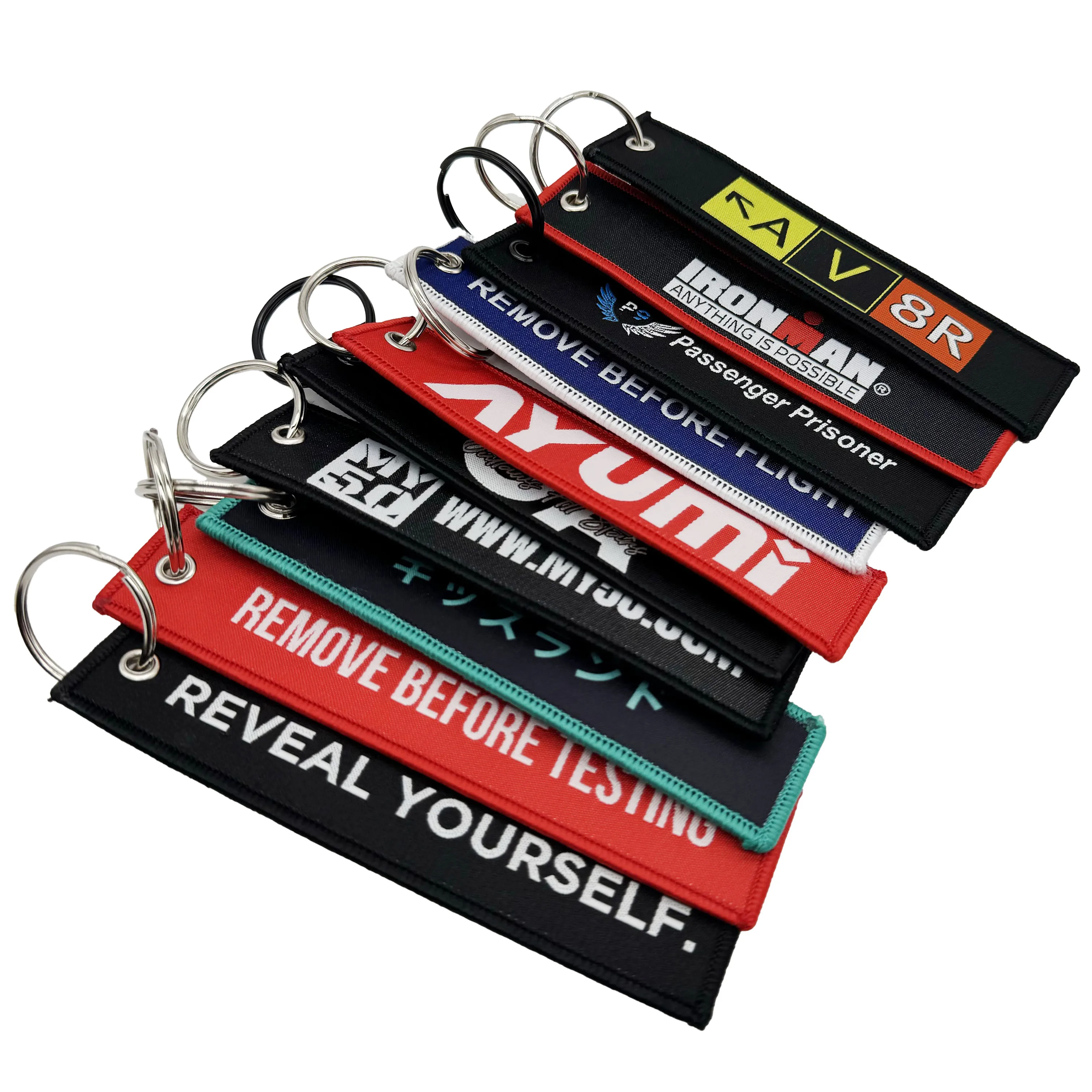 Factory Price Custom Embroidered Keychain Woven Motorcycle Flight