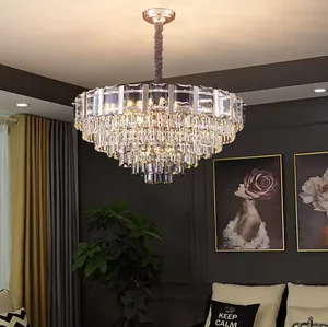 Zeal Lighting Decoration Pendant Lights Ceiling Luxury Gold Led Modern K9 Crystal Rock Chandelier