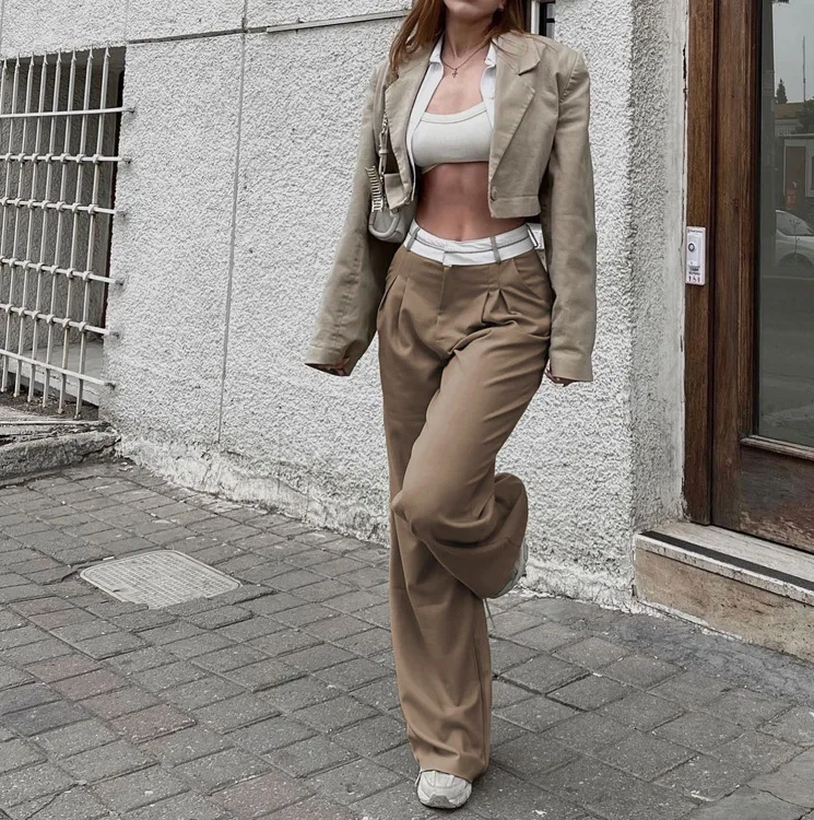 High Waist Full Length Trousers  Straight Leg Office Pants for Business Casual Wear thumbnail