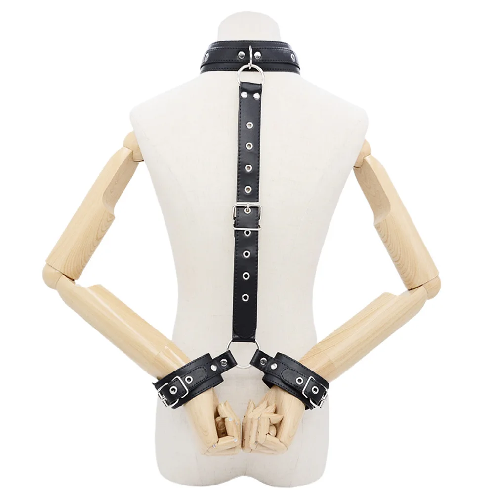 Fetisch-Halsband mit Handfesseln, Leder-Bondage-Fesseln, Sexspielzeug fr  Paare, Erotikprodukte