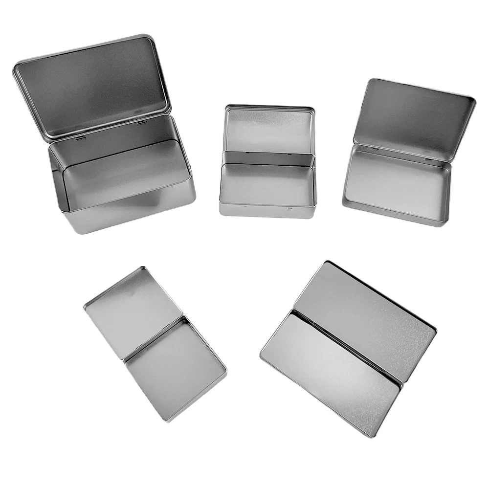 Tinworld Factory Custom Tinplate Storage Container Rectangular Square Metal Can Food Gift Hinged Tin Box for Candy Tea Cookie