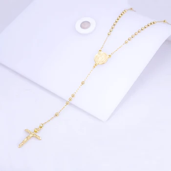 Wholesale best-selling products fashion 18K gold-plated stainless steel jewelry Rosary cross religious Necklace sales products