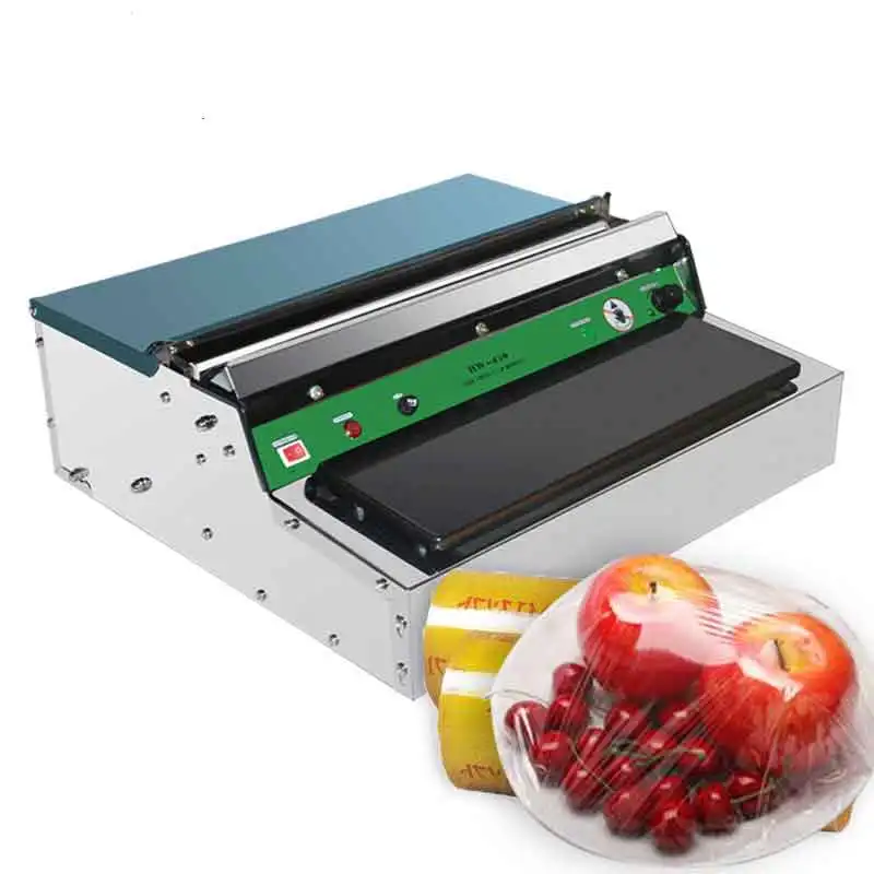 Small Scale Shrink Wrap Packaging Semi Automatic Plastic Stretch Film Food Cling Wrapping Machine