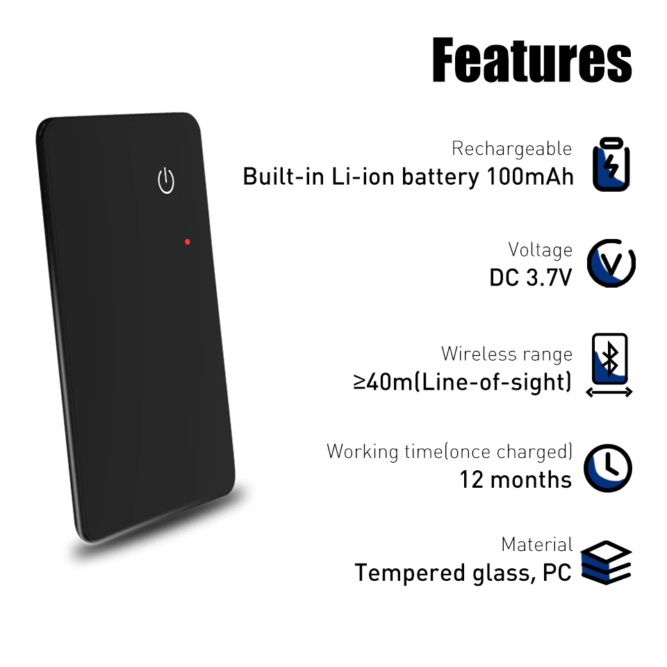 Wallet Card Finder Tracker Anti Lost Key Finder Locator Wireless Smart Finder Luggage Bag Bike MFI Certified Tag