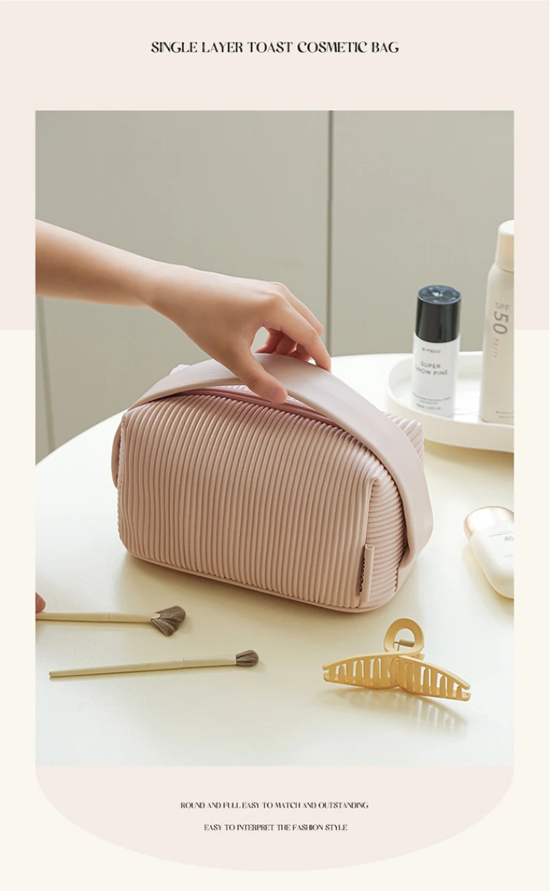 Custom Wholesale Double Layer PU Luxury High-End Travel Makeup Case Organizer Cosmetic Bags For Women