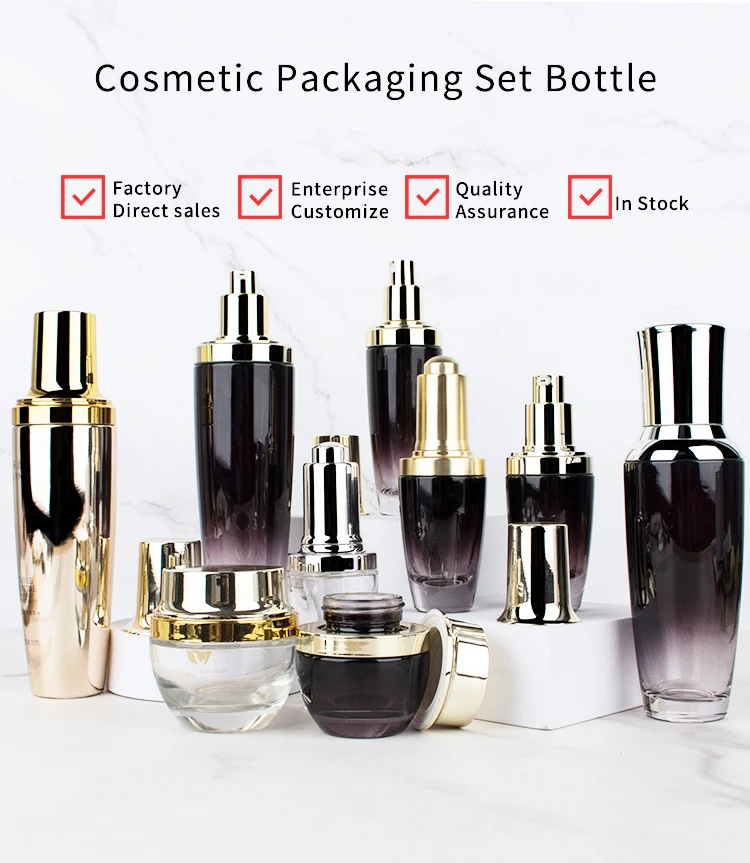 luxury skincare packaging cosmetic glass bottles 30g 50g 30ml 50ml 90ml 110ml 130ml new glass essence lotion pump bottle 30ml factory