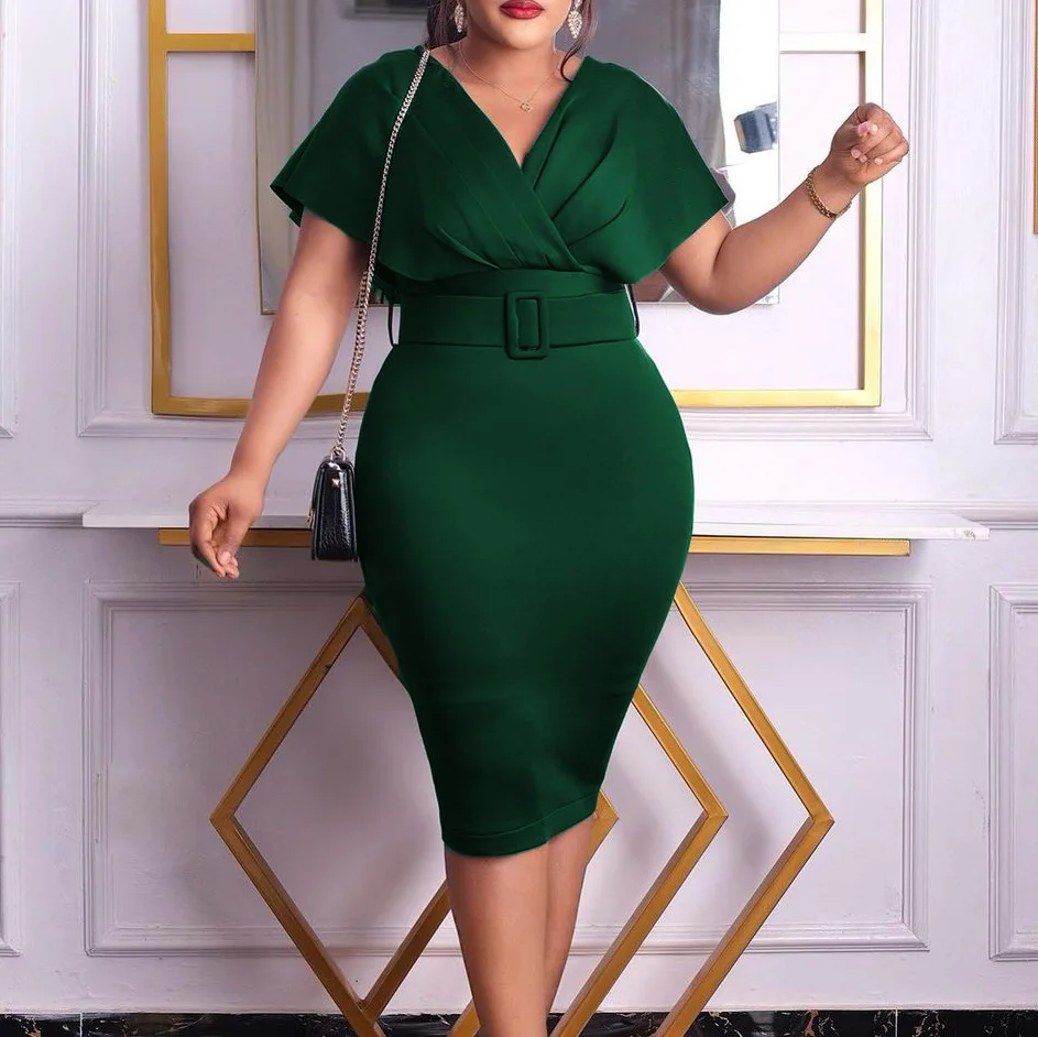 Alibaba.com: New Arrival Plus Size Dress with Belt