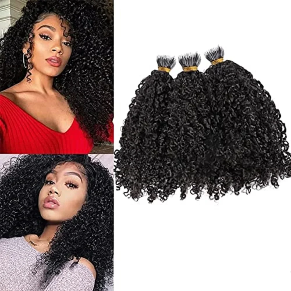 „Sassy Curly Nano Ring“ žmogaus plaukų priauginimas, Malaizijos „Remy“ plaukai, minkšti garbanoti, mikrolinkių nano karoliukai, žiediniai plaukai, 100 g, 100 sruogų_voghion.com