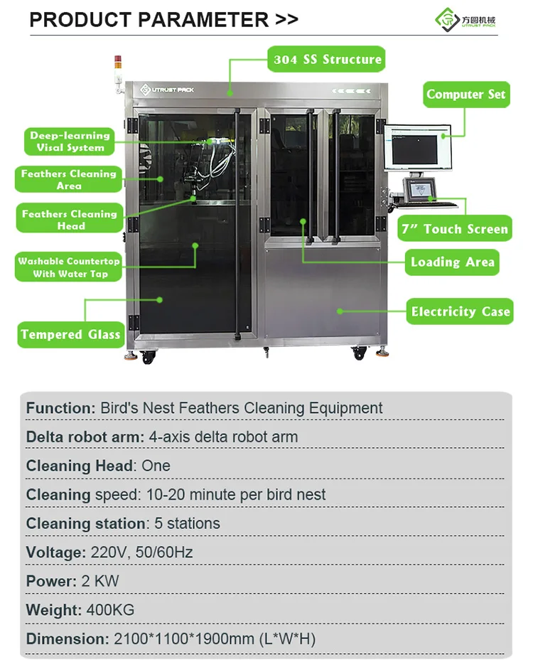 Bird's Nest Feather Picking Machine By Robot System Bird Nest Cleaning