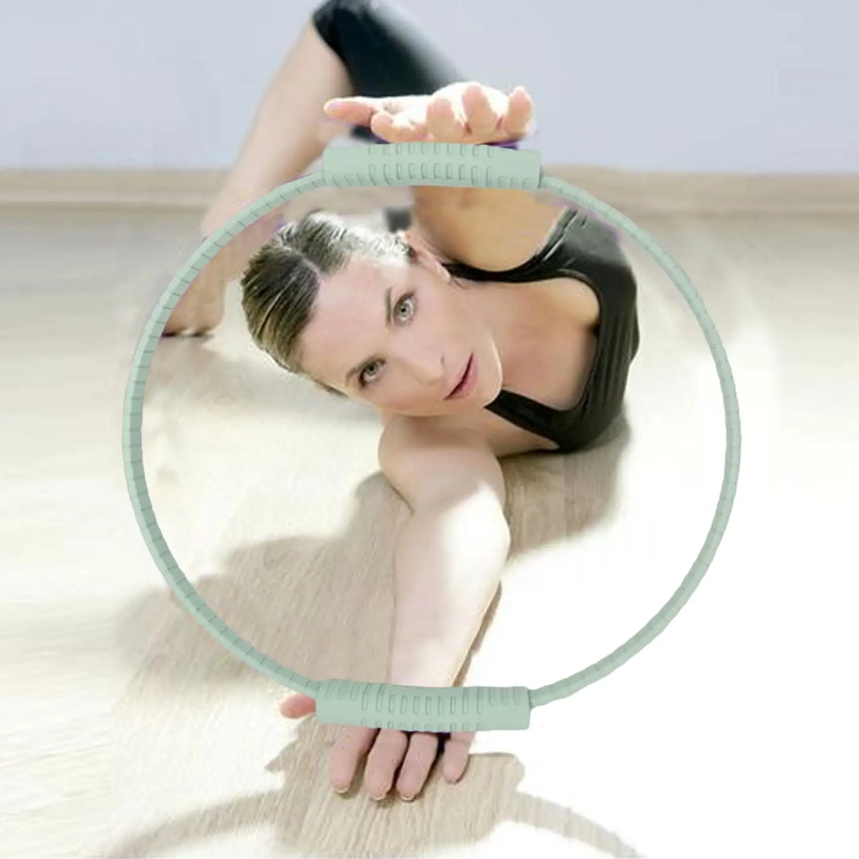 Anneau De Pilates En Silicone 13 Pouces (34cm) - Renforcement Musculaire, Fitness à Domicile (Noir, Vert)