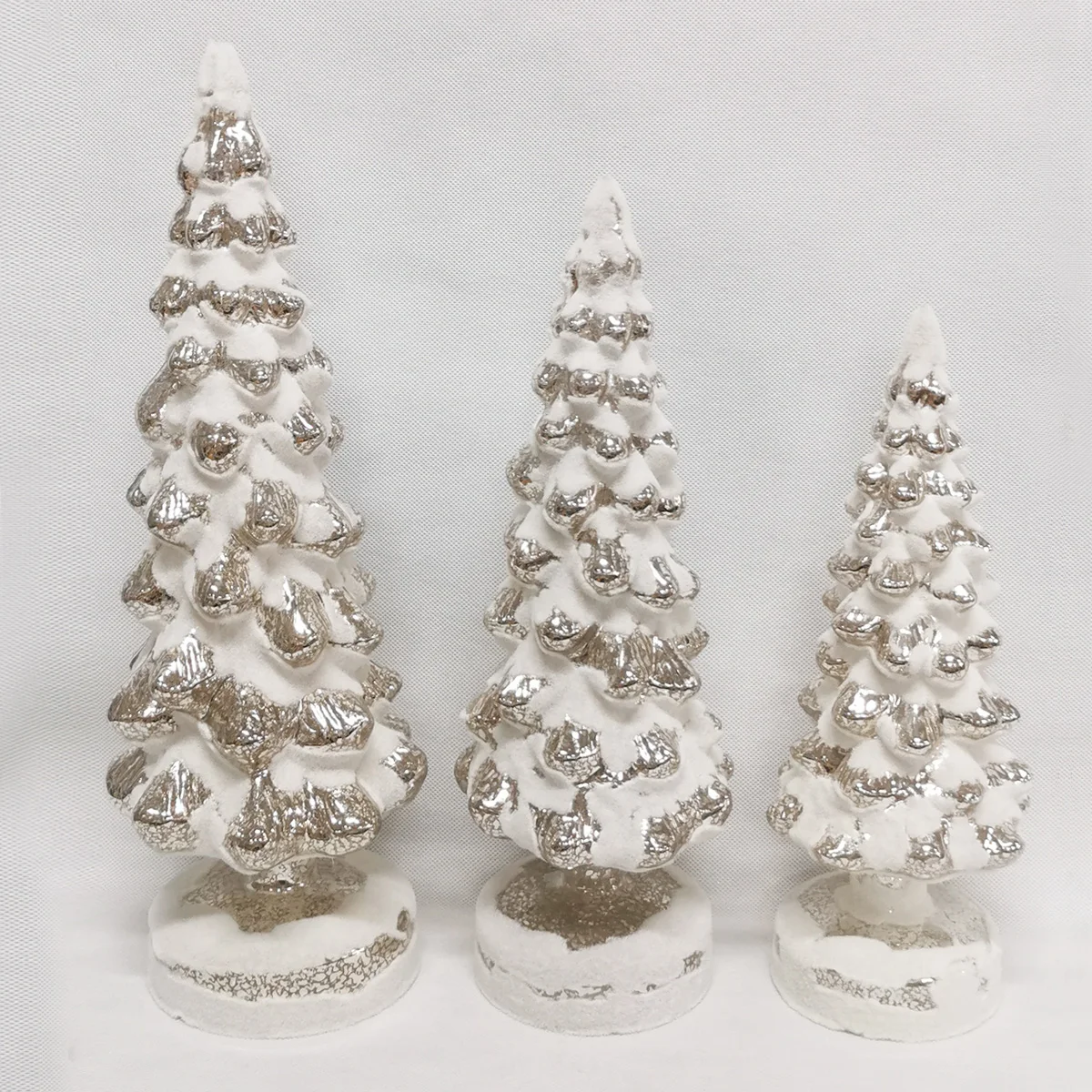 Battery operated modern tabletop lighted glitter small mercury set of 3 glass led christmas tree set decor vintage for sale manufacture