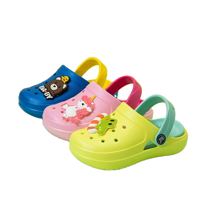 Симпатичные Нескользящие износостойкие удобные детские сабо с отверстиями дешевая детская садовая обувь