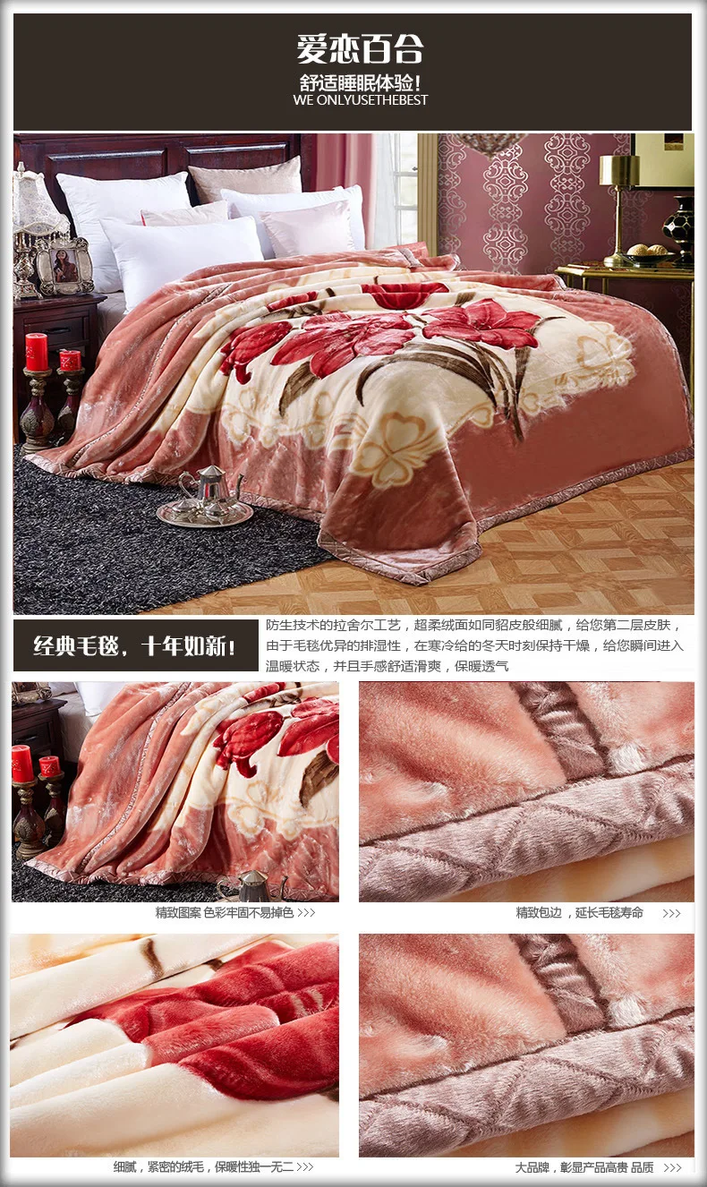 Wholesale Sherpa Blanket Mink Blanket Raschel Blanket Home Colorful
