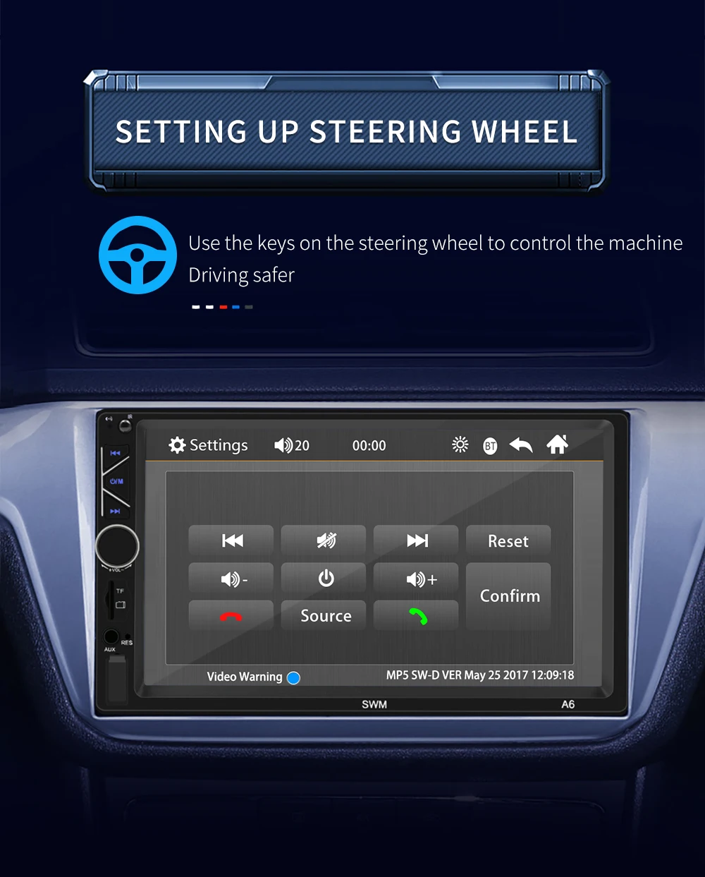 Bestree auto electronics USB charging 7 inch double din car stereo mp5 player auto stereo audio radio music player