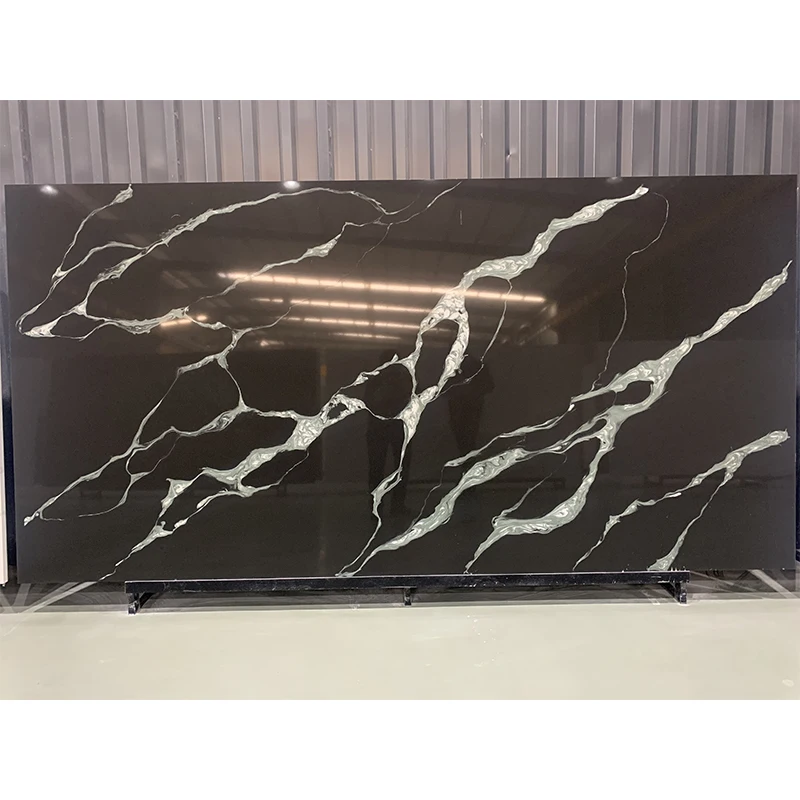 Customized New Design Calacatta Polished Surface Black Kitchen Countertop Quartz Slab Artificial Quartz Stone Slab