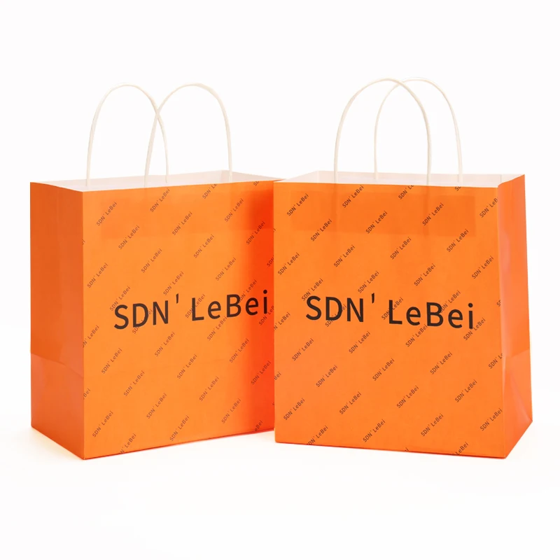 Customized Full Printed Retail Clothing Shopping White Kraft Paper Bag