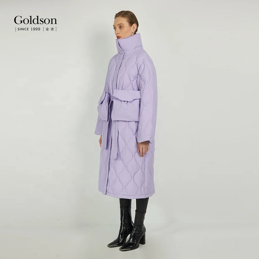 New Arrival Custom Logo Iconic Down Coat Knee Length Onion Cut Women White Duck Down Jacket for Winter