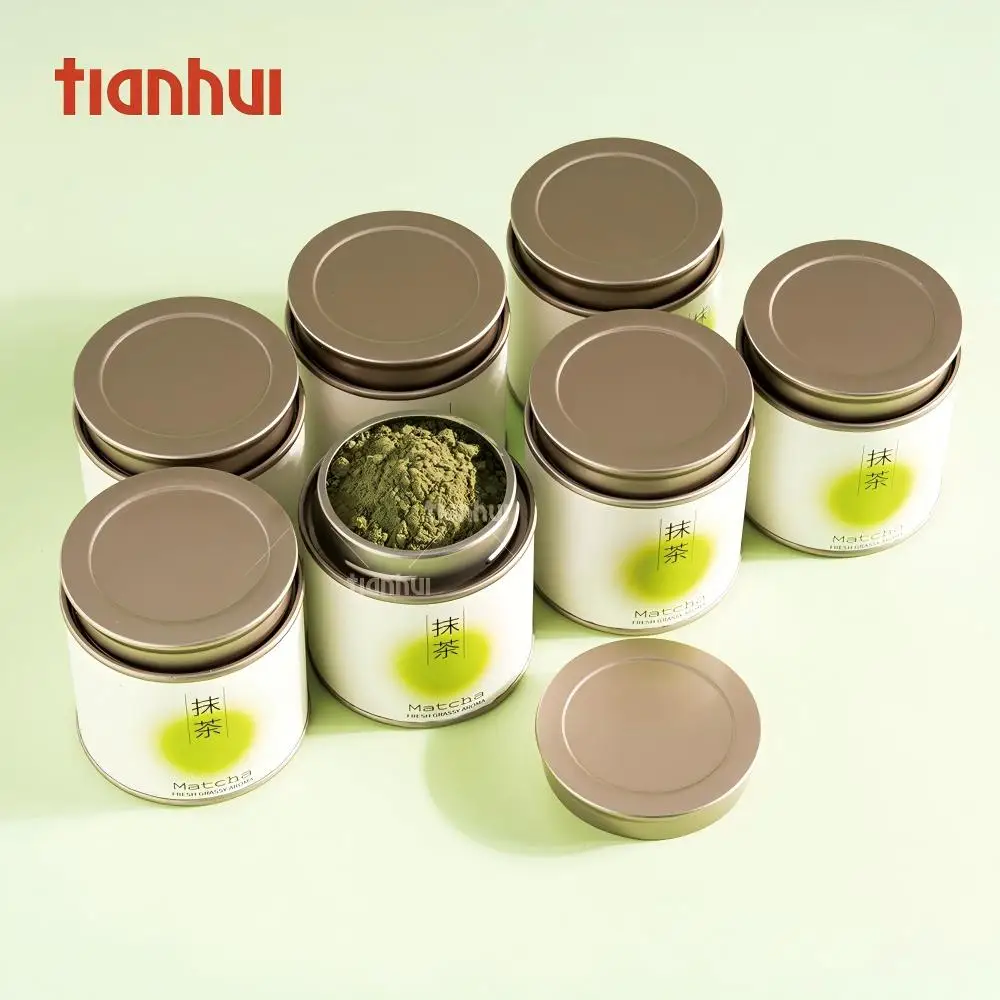 Kanistrat e Tianhui për Matcha, Kanistra të Vogla Rrethore dhe të Mbyllura me Lidhëse të Dyfishtë për Pulverin e Matchas