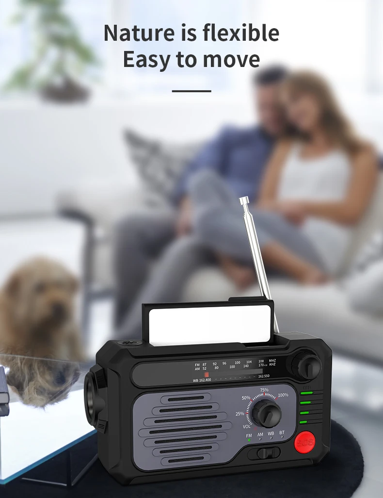 Kk228 Outdoor Portable Battery Generator Radio Solar Hand Crank Am Fm
