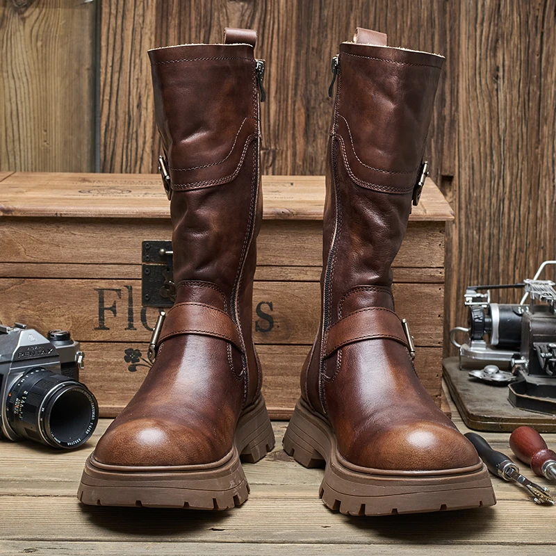 Wholesale Custom Winter Cowboy Boots For Men Long High Top Boots