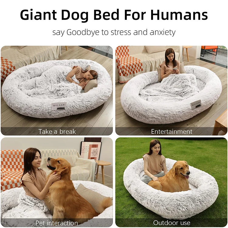 Oem Odm Luxury Giant Pet Dog Bed Human Adults Relax Couch Lounger