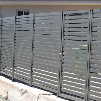 EX-factory Decorative Modern Design Security Privacy Metal Aluminum Fence Louver Panels Bar Slats Driveway Gate Door Outdoor