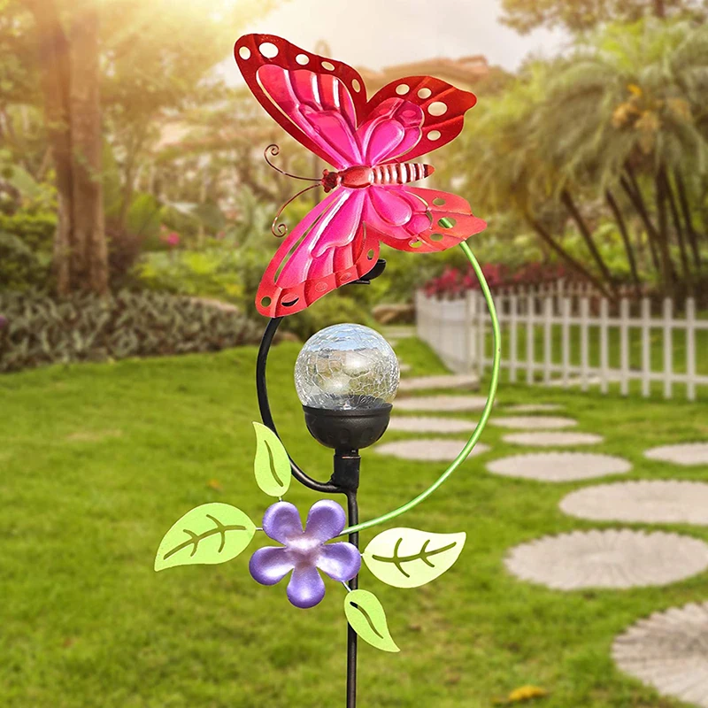 Source Waterproof Customized Metal crafts Butterfly for Garden ornaments  solar energy light Outdoor solar lights on
