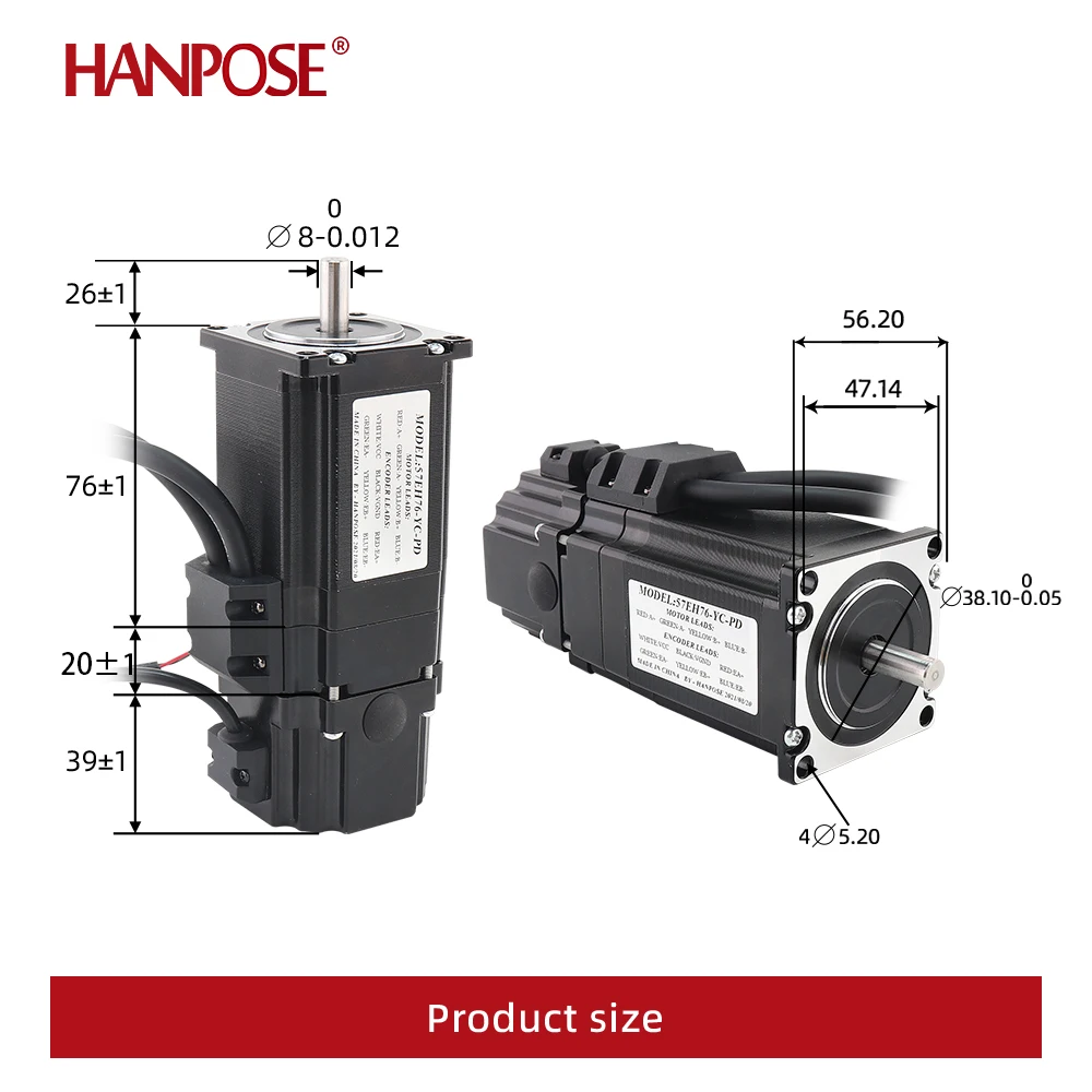 HANPOSE 57 NEMA 23 Stepper Motor 2.2N.m with Driver for CNC