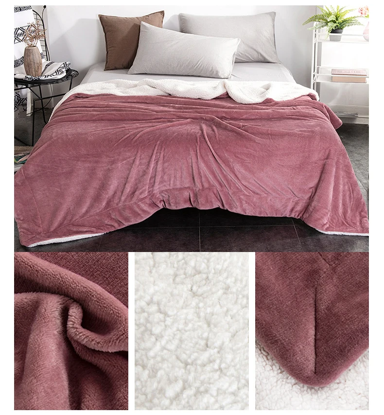 Soft Reversible Fleece Blanket Extra Thick Flannel Sherpa Blankets Navy