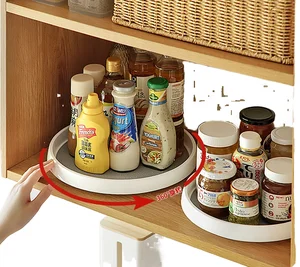 360 Degree Rotating Round Turntable Organizer Single-Tier Plastic Lazy Susan for Refrigerator Standing Type Installation