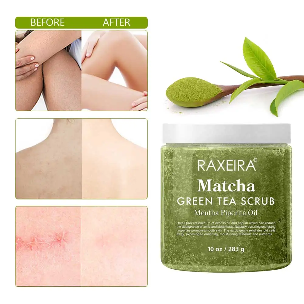 Private Label Organic Matcha Green Tea Scrub Natural Whitening Exfoliate Green Tea Body Scrub