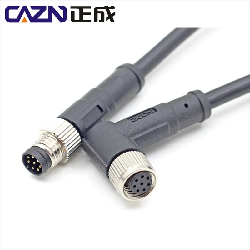 M8 2/3 Pin Straight Angled Male Female Overmolded Plug With Shielded Unshielded Pvc Pur Cable 1/2/5 Meter Connector
