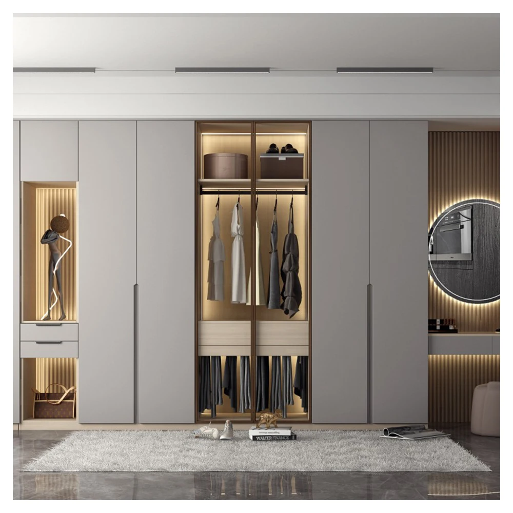 Modern White Double Door Multi-Cupboard  Home  Clothes Big Storage Furniture Bedroom Wall Wardrobe Design