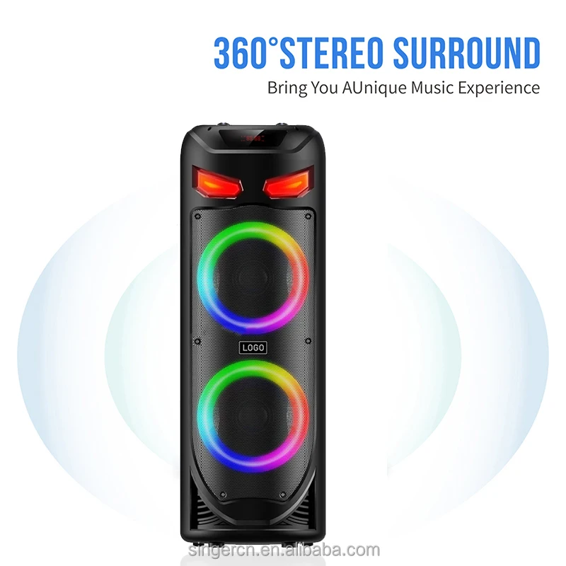 Sing-e ZQS8288 Party Speaker - RGB Double 8-Inch Outdoor BT