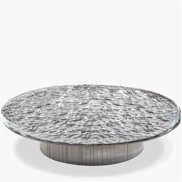 Italian CC design wavy water ripple crystal glass coffee table countertop