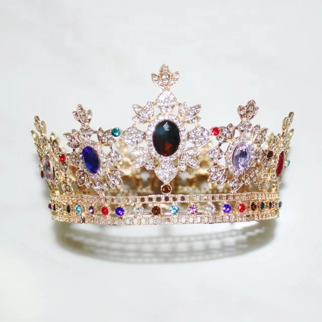 Factory Wholesale Cheap Free Customized Mixed Gold Full Round Pageant Crowns Silver Queen Diamond Crown Tiaras for Girls