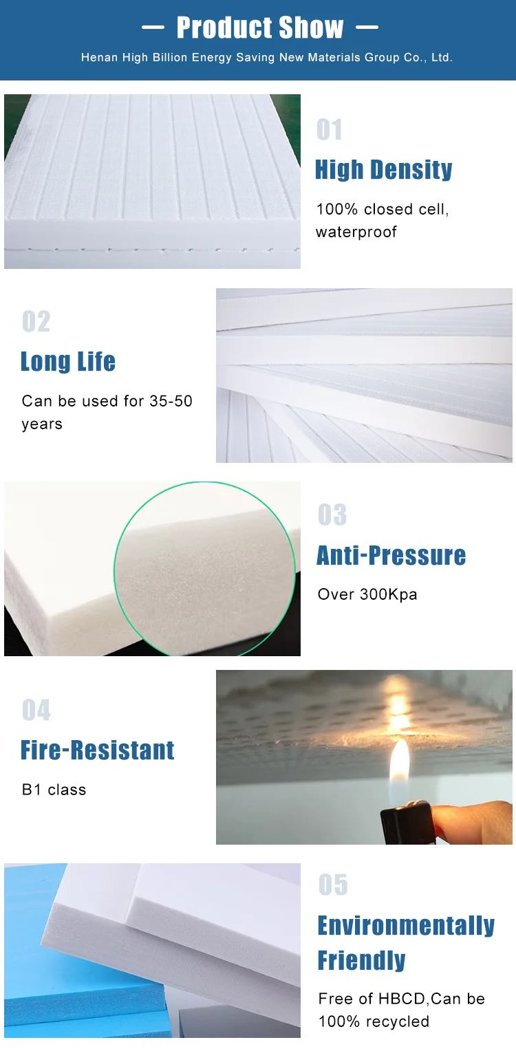 High Density Xps Foam Insulation Board Fireproof Flame Retardant