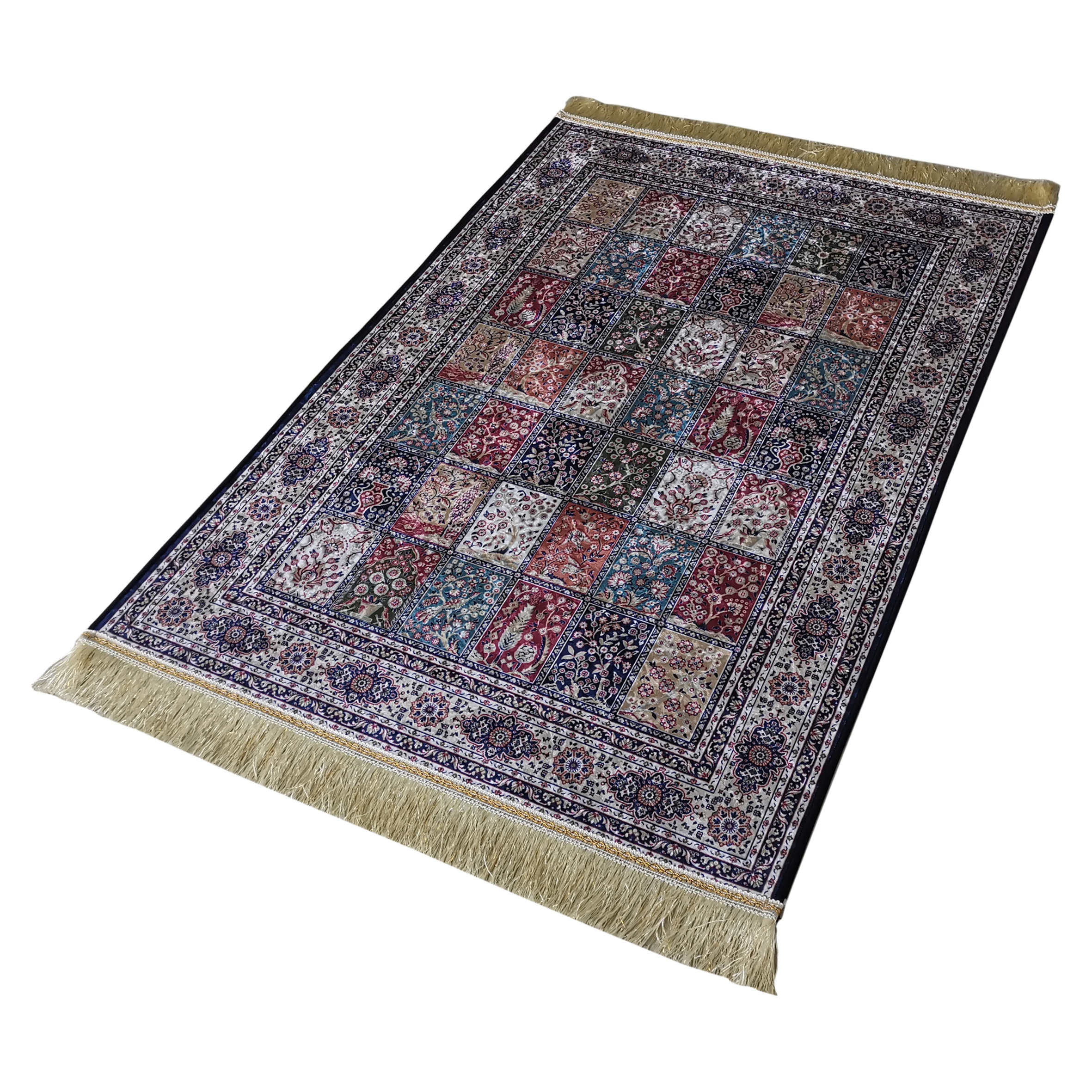 Hochwertiger quadratischer muslimischer Gebetsteppich für Hadsch und Zuhause, rutschfest, 100 % Polyester, 80 x 120 cm, Moschee-Gebetsteppich_voghion.com