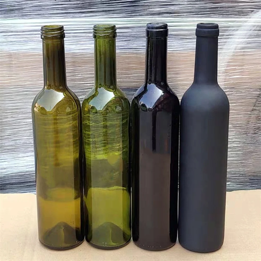 Weinflasche 750 ml mit Etiketten Olivgrün Glasflasche Leere Flasche Likör ohne/mit Korken Wein (32 Stk. ohne Korken