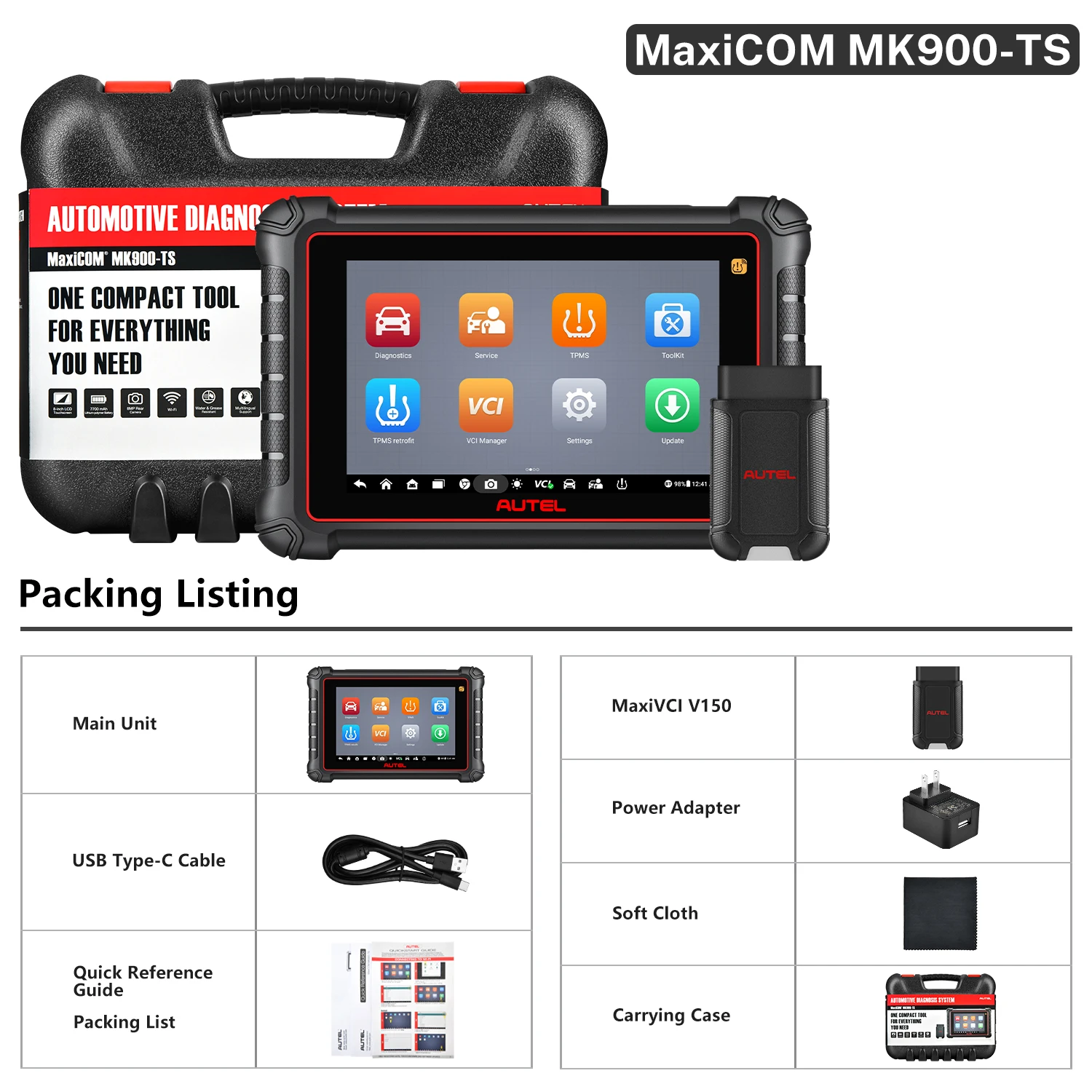 Autel MaxiCOM MK900 TS OBD2スキャナー｜車両診断ツール 4GB RAM 64GB ROM