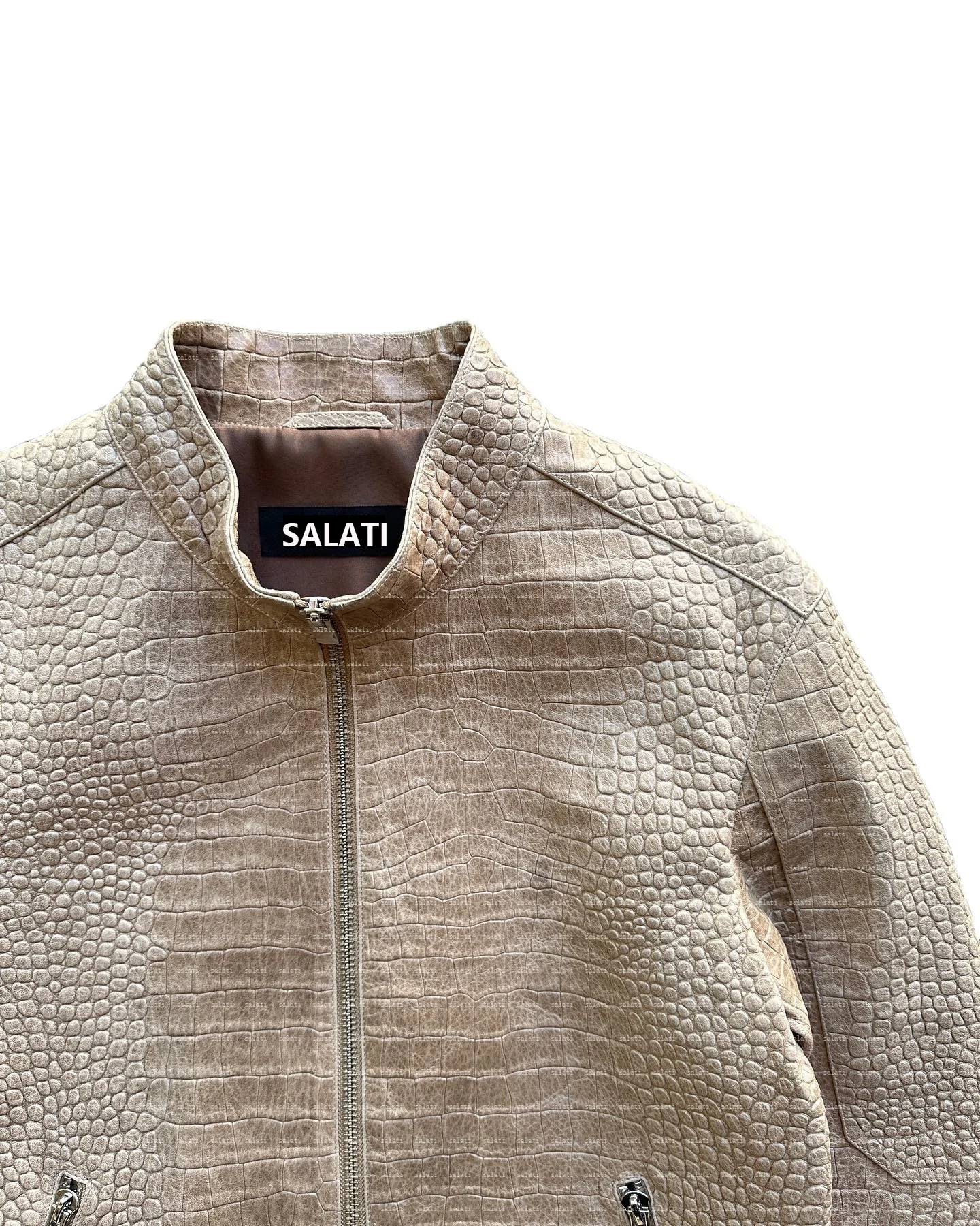 Salati Designer Luxury Snake Skin Print Zipper Pu Motorbike Motorcycle Racing Biker Crop Man Bomber Jackets Leather Men's Jckets gallery 4