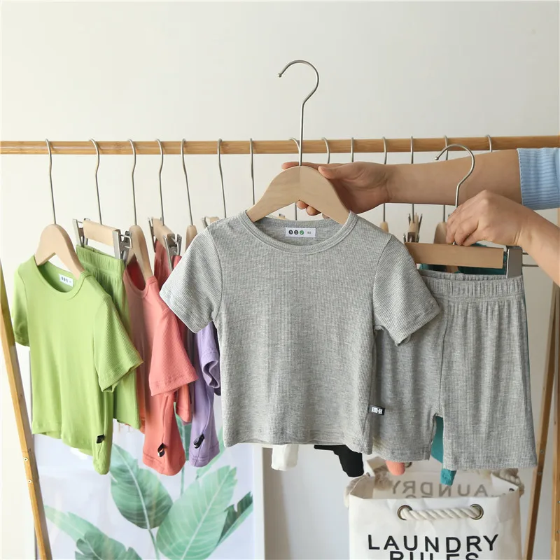 Wholesale Bulk 2023 Trendy Stretch Home Wear Cute Pure Color Boys' Girl