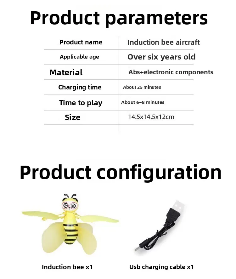迷你手势感应/发光二极管遥控无人机充电飞行小蜜蜂球感应儿童飞行玩具
