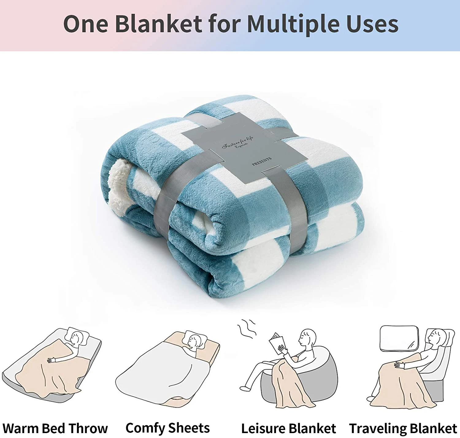 Super Soft Warm Minky Sherpa Double Layers Blanket Double Sides Custom